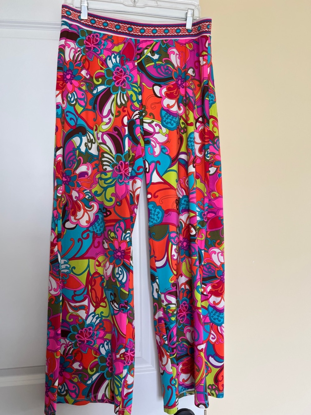 Trina Turk Vibrant Multicolor Floral Wide-leg Pants
